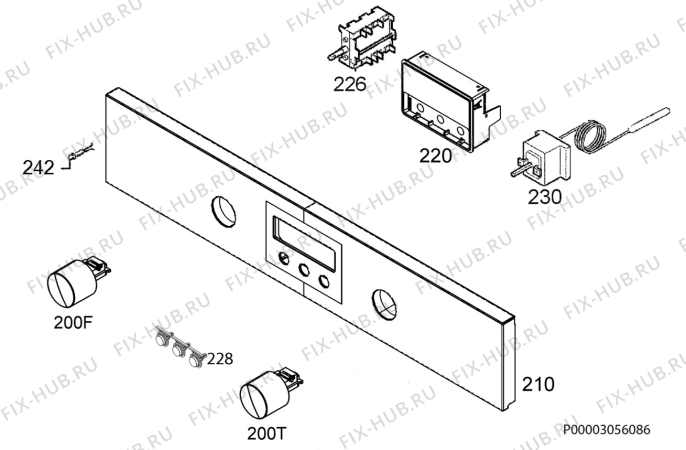 Взрыв-схема плиты (духовки) Zanussi ZOB35805XK - Схема узла Command panel 037